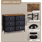 Petite commode six tiroirs - étagère décorative en bois style ferme