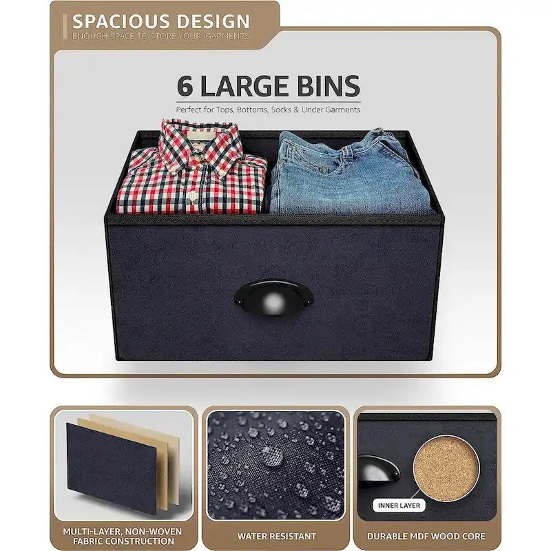 Petite commode six tiroirs - étagère décorative en bois style ferme