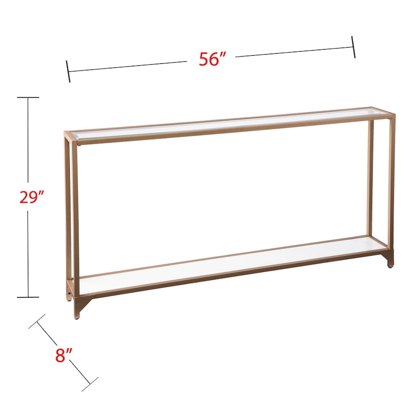 Meuble – Console étroite avec étagère en verre