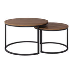 Table basse gigogne ronde marron, ensemble de deux pièces
