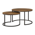 Table basse gigogne ronde marron, ensemble de deux pièces