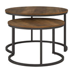 Table basse gigogne ronde marron, ensemble de deux pièces