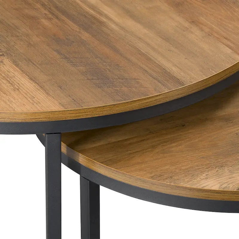 Table basse gigogne ronde marron, ensemble de deux pièces