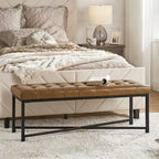 Eberhard Modern 50.5 Genuine Leather Upholstered Bench with Metal Legs by HULALA HOME