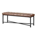 Banc de 50,5 en cuir véritable capitonné avec pieds en métal