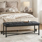 Banc de 50,5 en cuir véritable capitonné avec pieds en métal