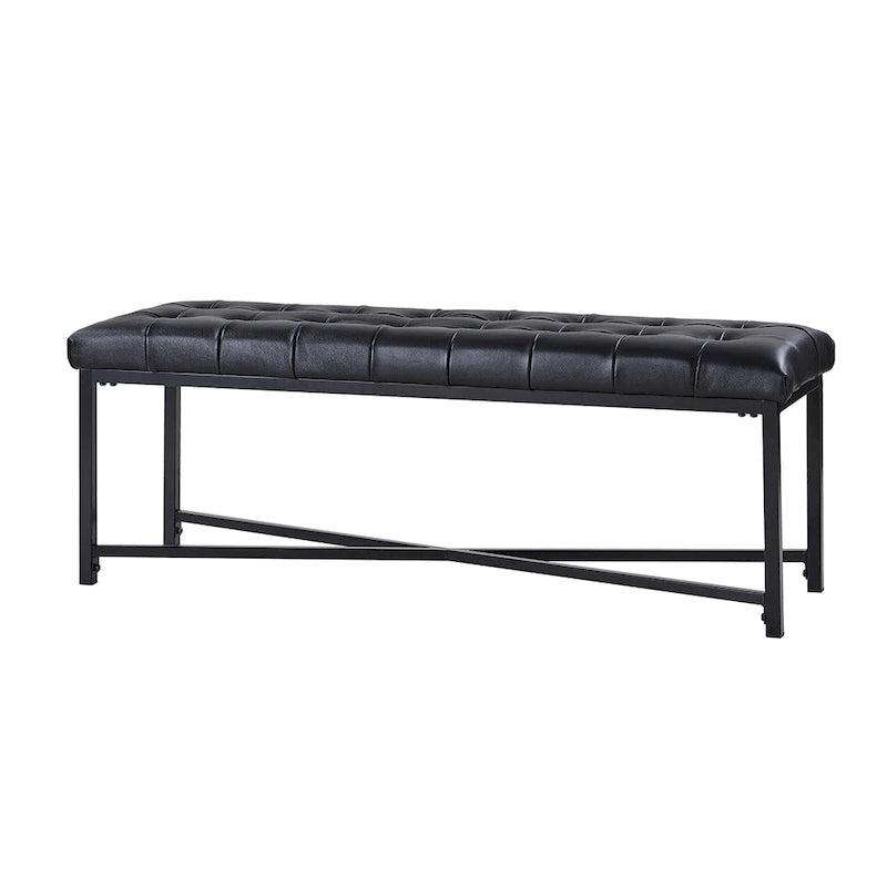 Banc de 50,5 en cuir véritable capitonné avec pieds en métal