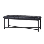 Banc de 50,5 en cuir véritable capitonné avec pieds en métal