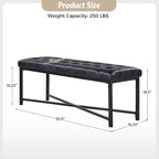 Banc de 50,5 en cuir véritable capitonné avec pieds en métal
