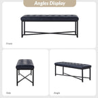 Banc de 50,5 en cuir véritable capitonné avec pieds en métal