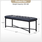 Banc de 50,5 en cuir véritable capitonné avec pieds en métal