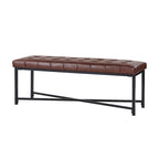 Banc de 50,5 en cuir véritable capitonné avec pieds en métal