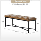 Banc de 50,5 en cuir véritable capitonné avec pieds en métal