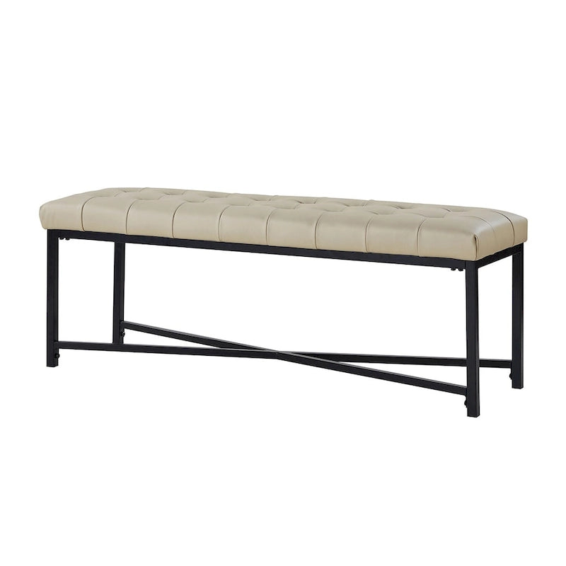 Banc de 50,5 en cuir véritable capitonné avec pieds en métal