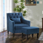 Fauteuil club confortable avec pouf et oreiller