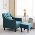 Fauteuil club confortable avec pouf et oreiller