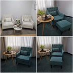 Fauteuil club confortable avec pouf et oreiller