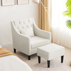 Fauteuil club confortable avec pouf et oreiller