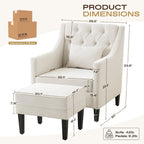 Fauteuil club confortable avec pouf et oreiller