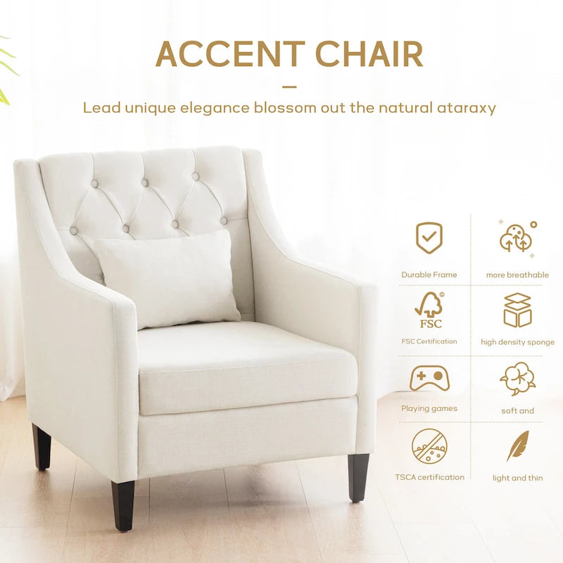 Fauteuil club confortable avec pouf et oreiller