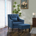 Fauteuil club confortable avec pouf et oreiller