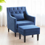 Fauteuil club confortable avec pouf et oreiller