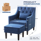 Fauteuil club confortable avec pouf et oreiller