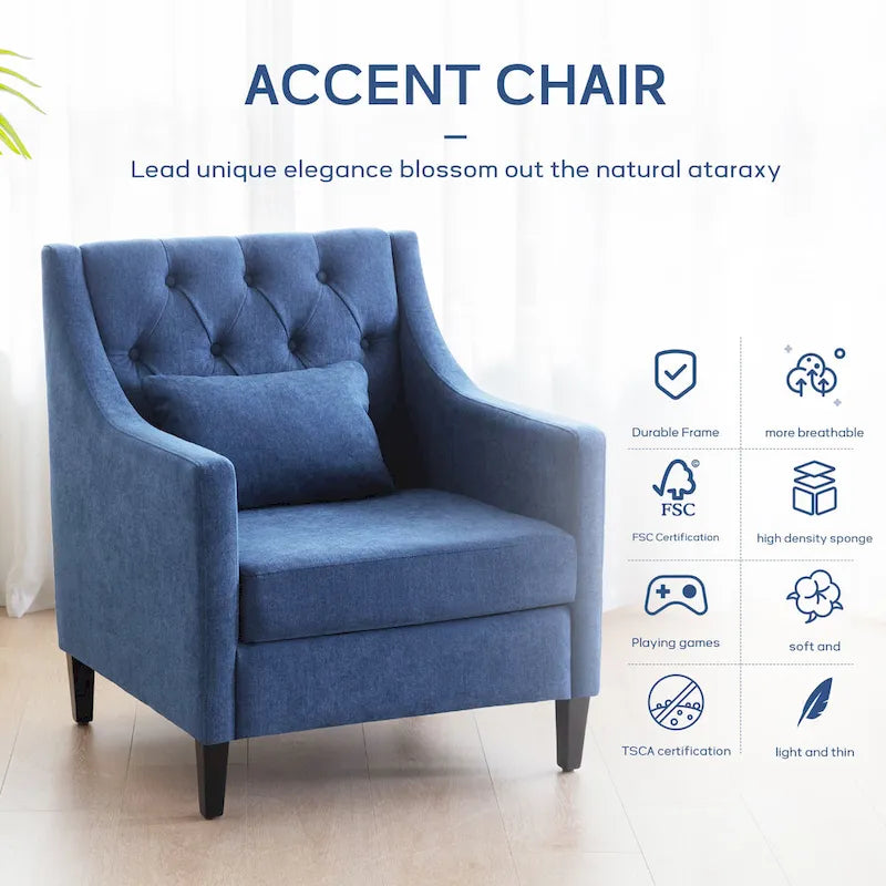 Fauteuil club confortable avec pouf et oreiller