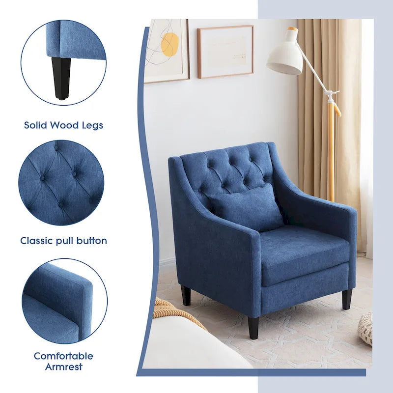 Fauteuil club confortable avec pouf et oreiller