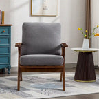 Fauteuil d'appoint en cuir rembourré avec cadre en bois massif et coussins amovibles