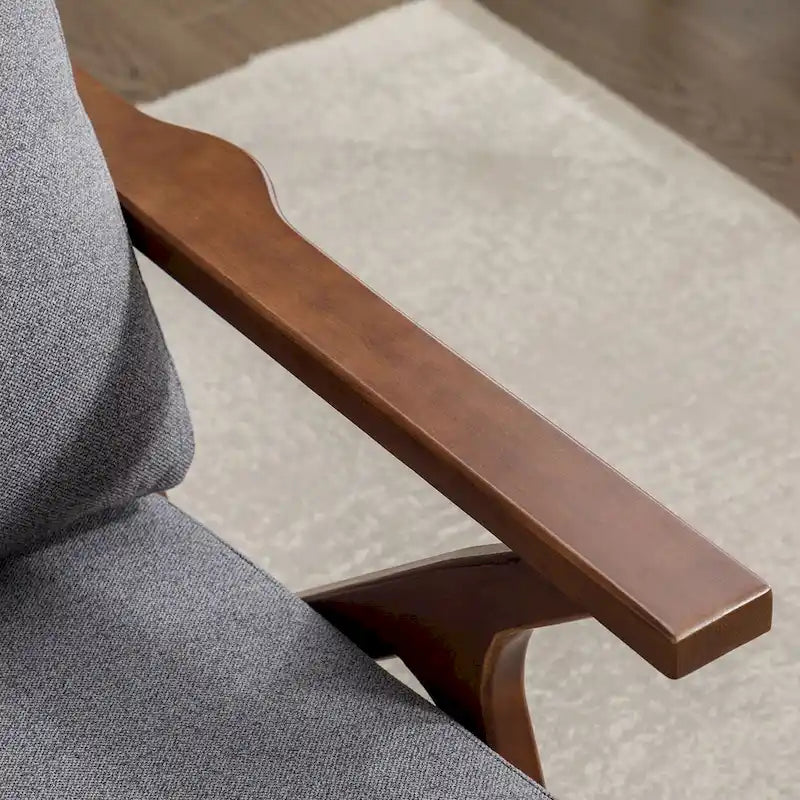 Fauteuil d'appoint en cuir rembourré avec cadre en bois massif et coussins amovibles