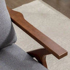 Fauteuil d'appoint en cuir rembourré avec cadre en bois massif et coussins amovibles