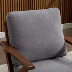 Fauteuil d'appoint en cuir rembourré avec cadre en bois massif et coussins amovibles