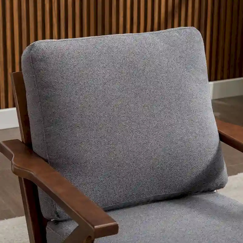Fauteuil d'appoint en cuir rembourré avec cadre en bois massif et coussins amovibles