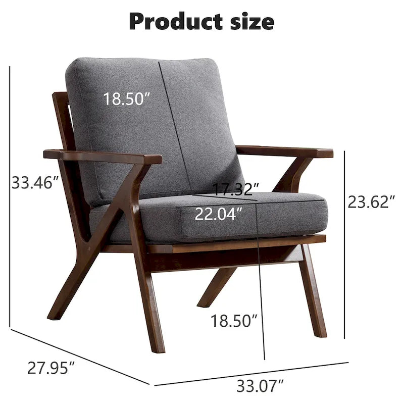 Fauteuil d'appoint en cuir rembourré avec cadre en bois massif et coussins amovibles
