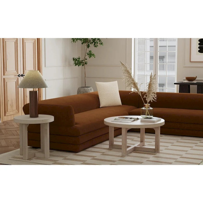 Table basse ronde en bois - 36x36x18