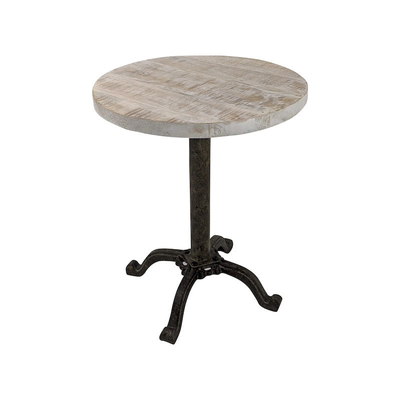 Table vintage réglable Carolina Living Colton – Plateau en bois flotté naturel – Piètement en fer vieilli