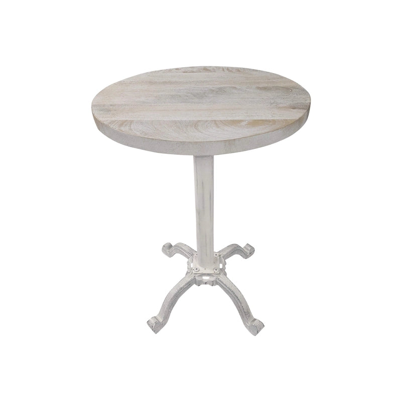 Table vintage réglable Carolina Living Colton – Plateau en bois flotté naturel – Piètement en fer vieilli