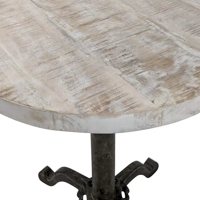 Table vintage réglable Carolina Living Colton – Plateau en bois flotté naturel – Piètement en fer vieilli