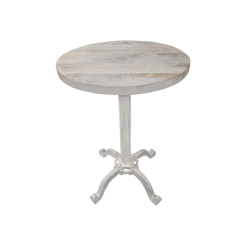 Table vintage réglable Carolina Living Colton – Plateau en bois flotté naturel – Piètement en fer vieilli