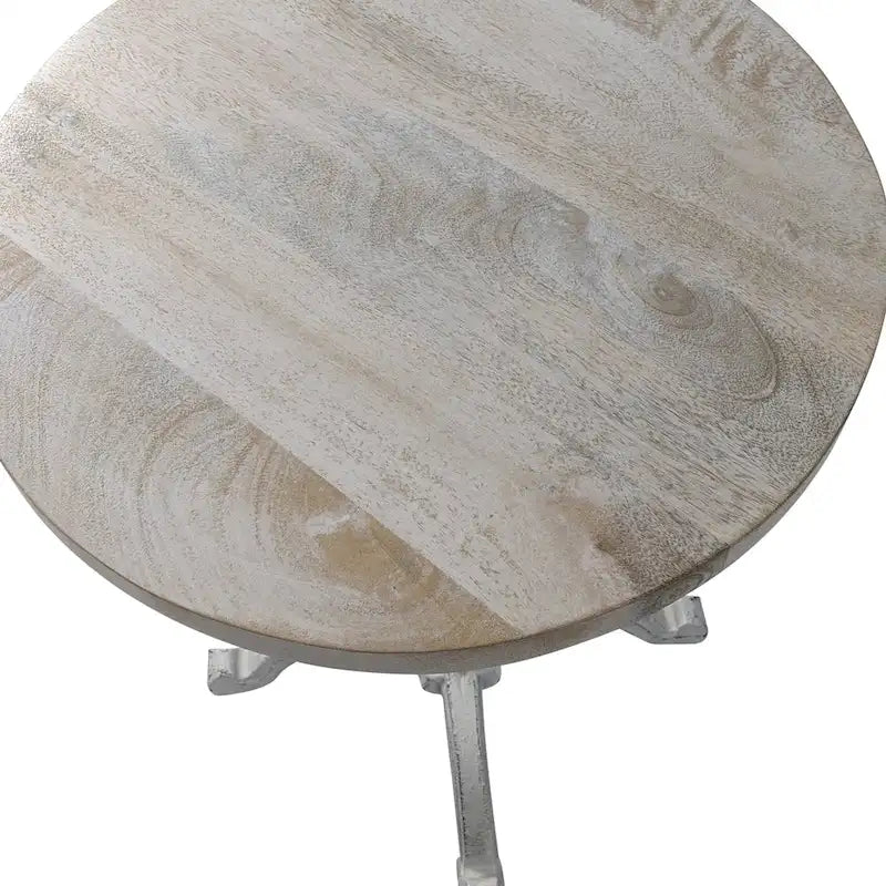 Table vintage réglable Carolina Living Colton – Plateau en bois flotté naturel – Piètement en fer vieilli