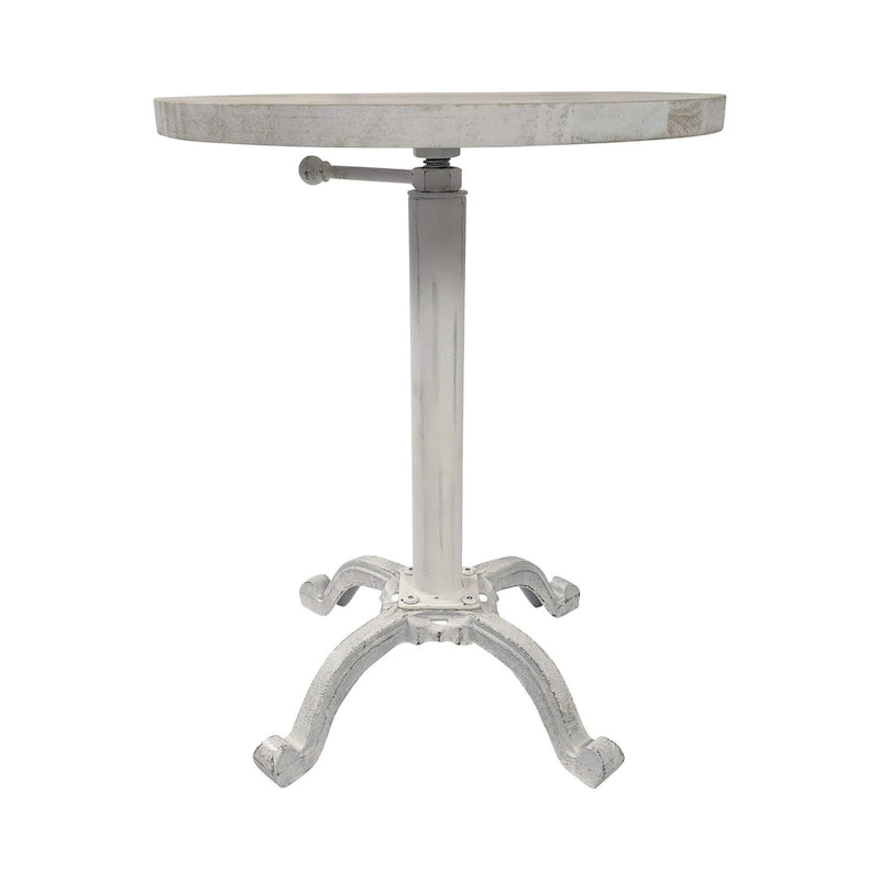Table vintage réglable Carolina Living Colton – Plateau en bois flotté naturel – Piètement en fer vieilli
