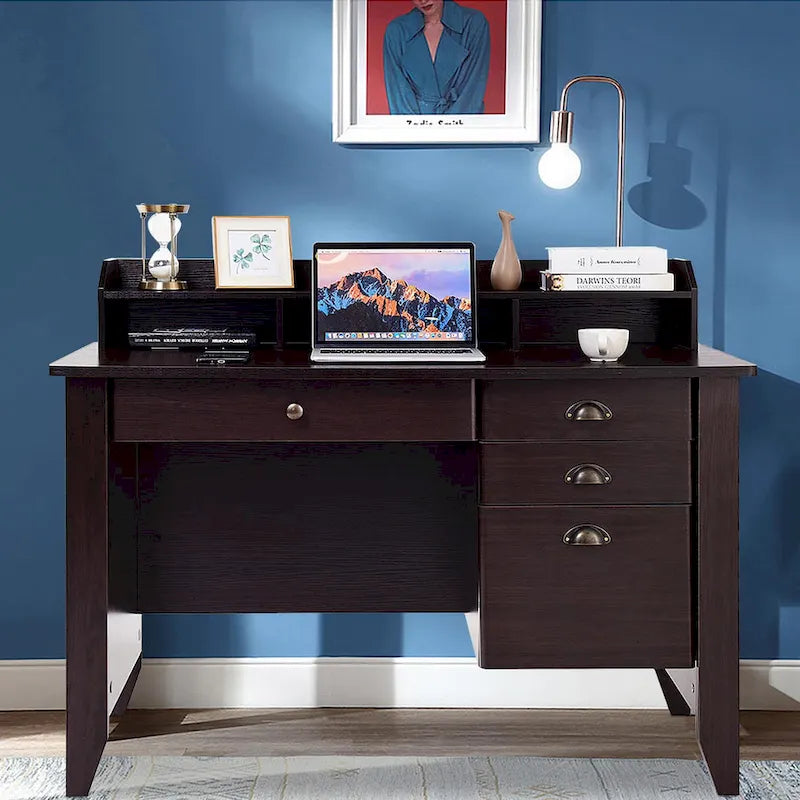 Bureau d'ordinateur en bois Table d'étude de bureau avec tiroirs