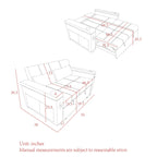 Canapé convertible gigogne 54 double place inclinable avec accoudoirs, rangement et poches latérales, dossier réglable et