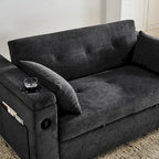 Canapé convertible gigogne 54 double place inclinable avec accoudoirs, rangement et poches latérales, dossier réglable et