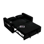 Canapé convertible gigogne 54 double place inclinable avec accoudoirs, rangement et poches latérales, dossier réglable et