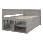 Lit de repos simple avec tiroirs et étagères, gris