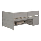 Lit de repos simple avec tiroirs et étagères, gris