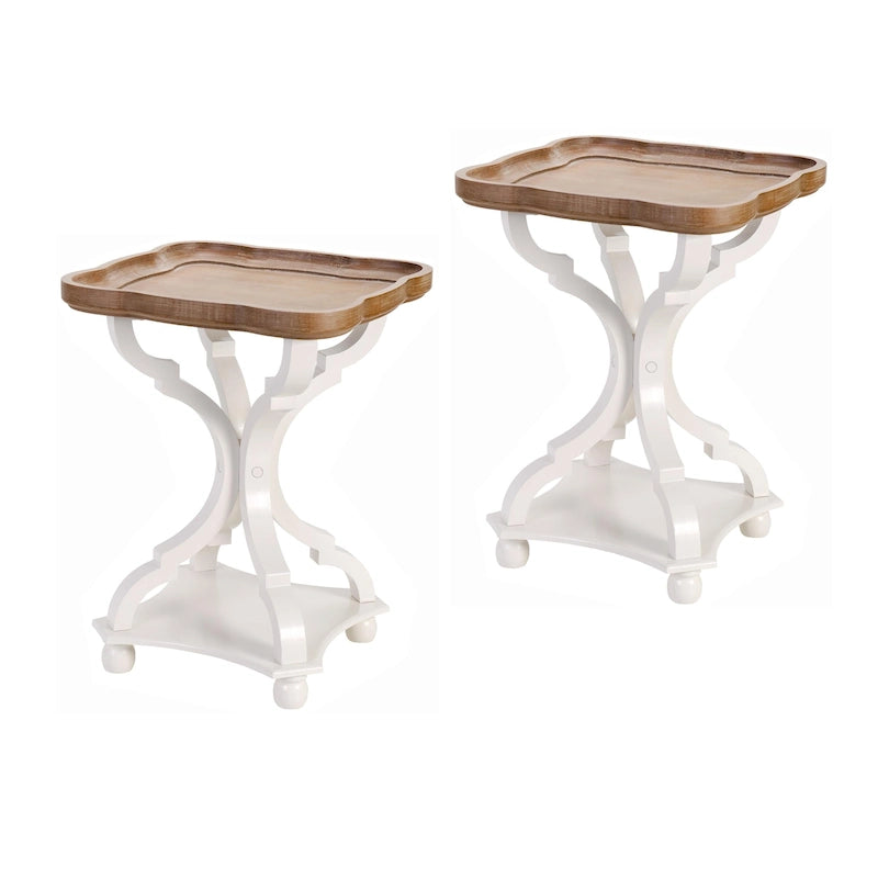 Lot de 2 tables d'appoint rustiques style ferme avec plateau amovible