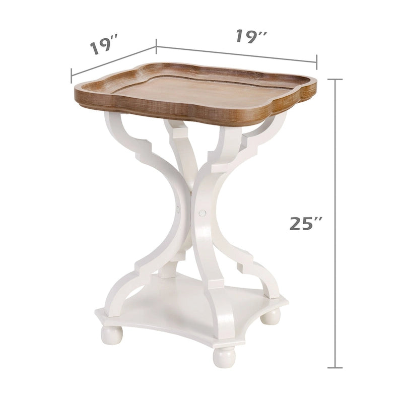 Lot de 2 tables d'appoint rustiques style ferme avec plateau amovible